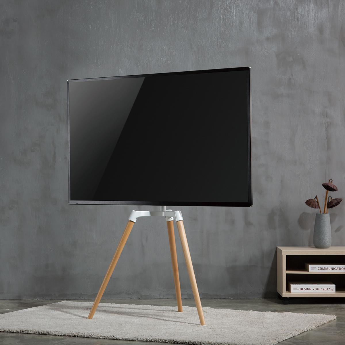Nedis premium vloerstandaard in schildersezeldesign voor schermen tot 65 inch / draaibaar / wit/bruin - Afbeelding 9