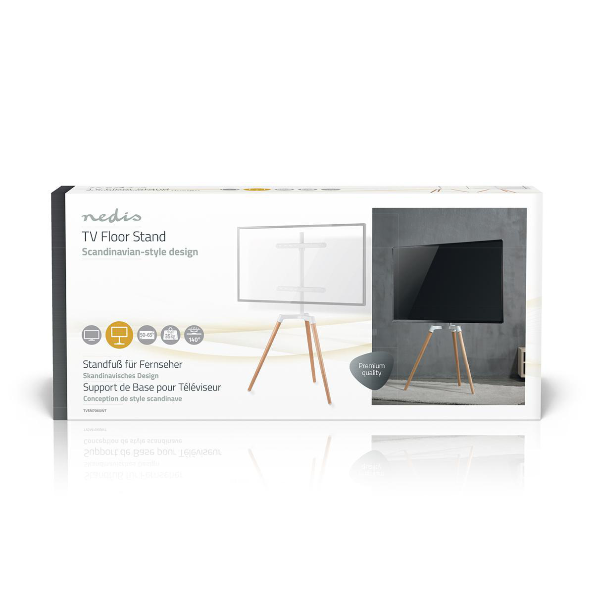 Nedis premium vloerstandaard in schildersezeldesign voor schermen tot 65 inch / draaibaar / wit/bruin - Afbeelding 10