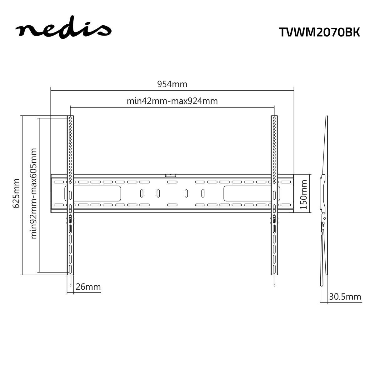 Nedis muurbeugel voor schermen tot 100 inch / vast - Afbeelding 5