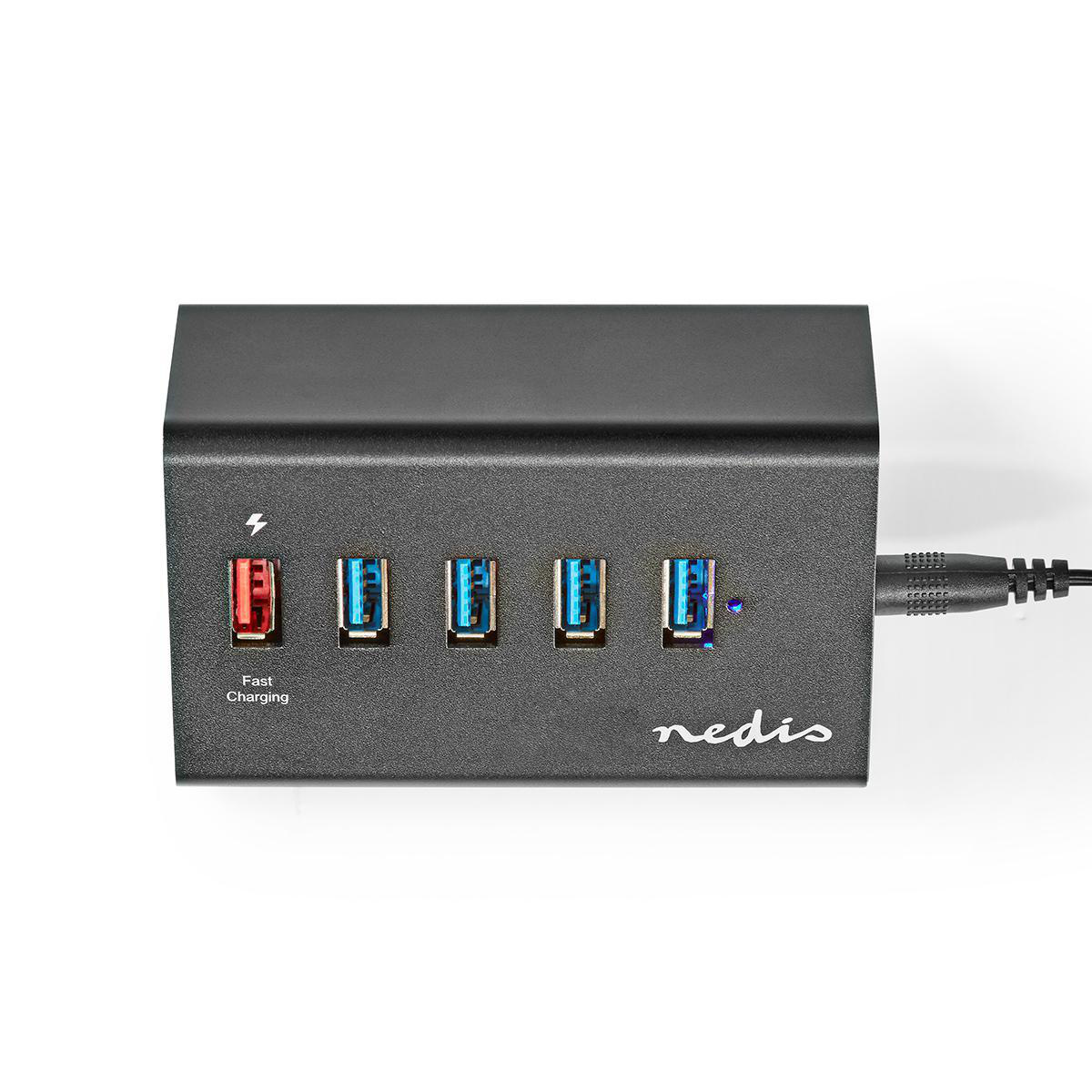Nedis USB hub met 5 poorten - USB3.0 - Quick Charge 3.0 - externe 12V voeding / zwart - 1 meter - Afbeelding 5