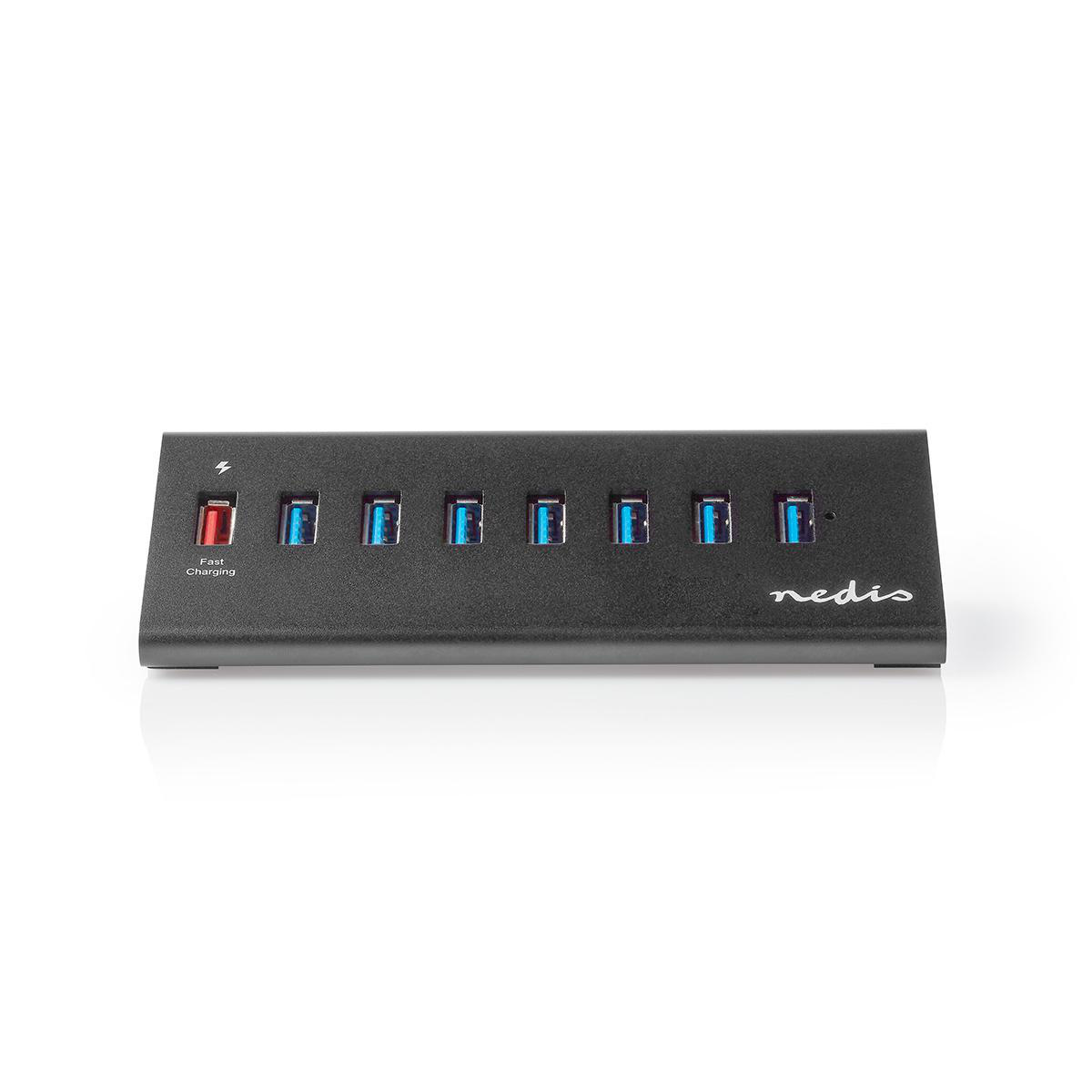 Nedis USB hub met 8 poorten - USB3.0 - Quick Charge 3.0 - externe 12V voeding / zwart - 1 meter - Afbeelding 3
