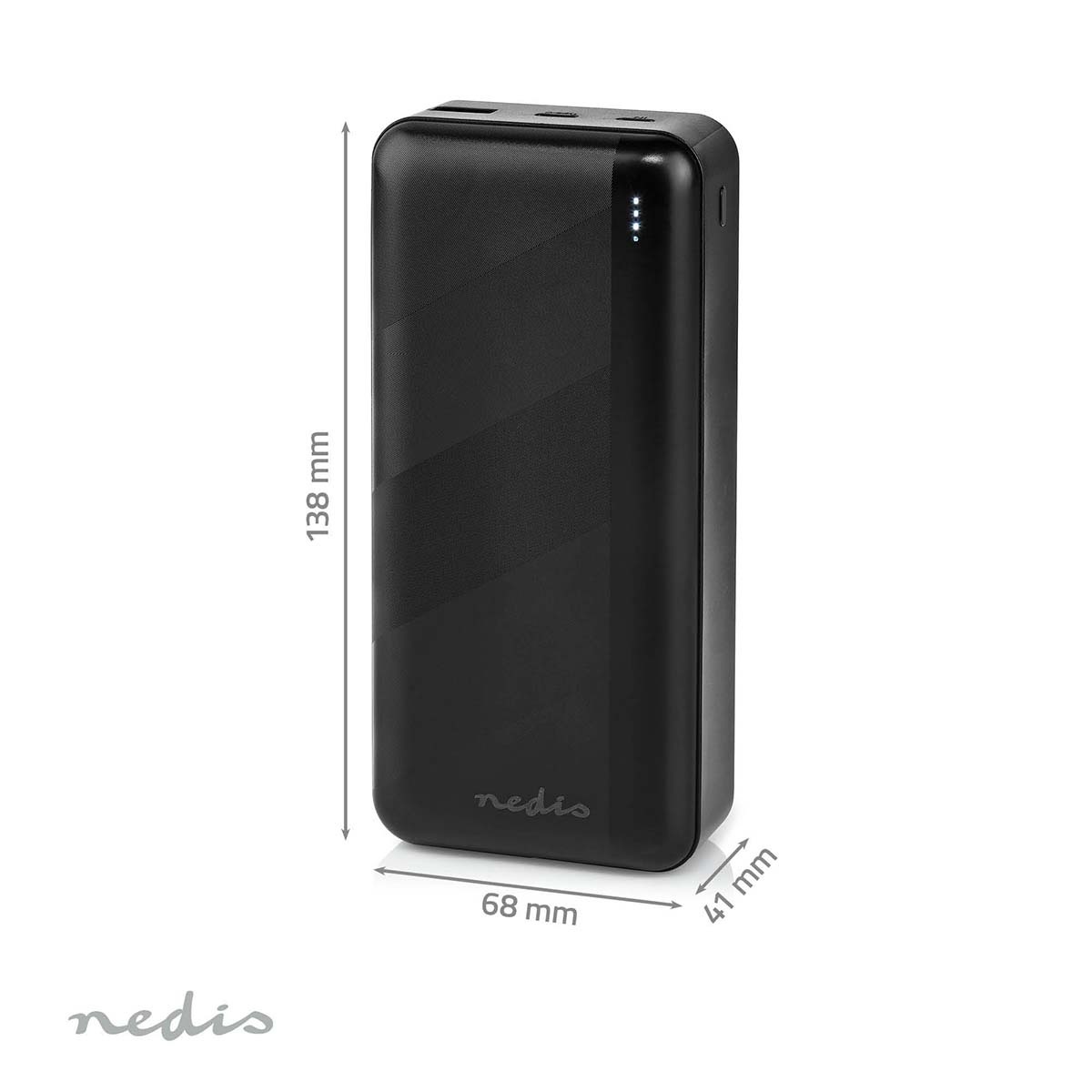 Nedis Powerbank Fast Charge met 1x USB-A en 1x USB-C (max. 3A) - 30.000 mAh / zwart - Afbeelding 8