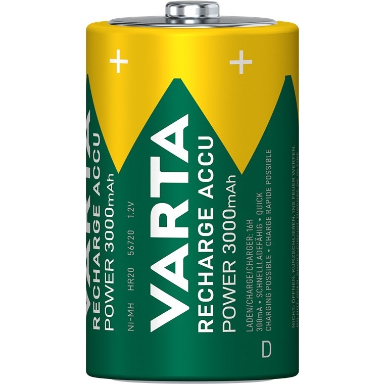 Varta D (HR20) Recharge Accu Power batterijen / 3000 mAh - 2 stuks in blister - Afbeelding 2