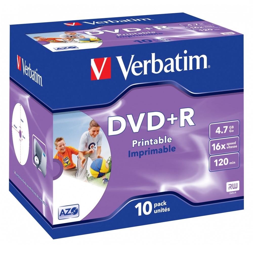 Verbatim DVD+R Wide Inkjet Printable discs in Jewel Case - 16-speed - 4,7 GB / 10 stuks - Afbeelding 3