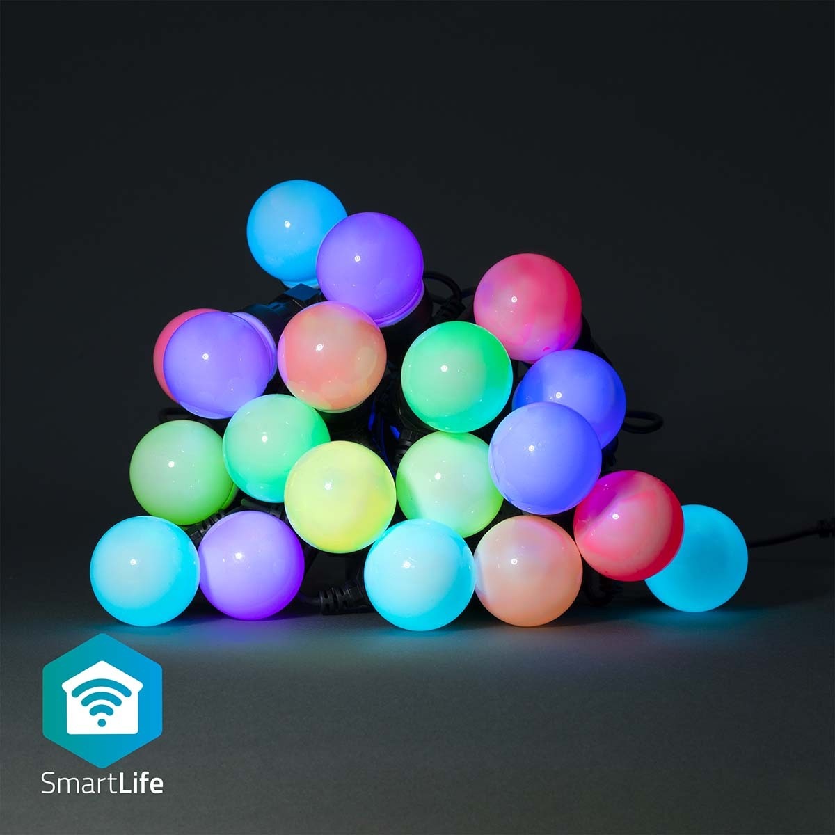 Nedis SmartLife Wi-Fi decoratieve LED-feestverlichting (grote bollen) - 10m - 20 LED's / full-color