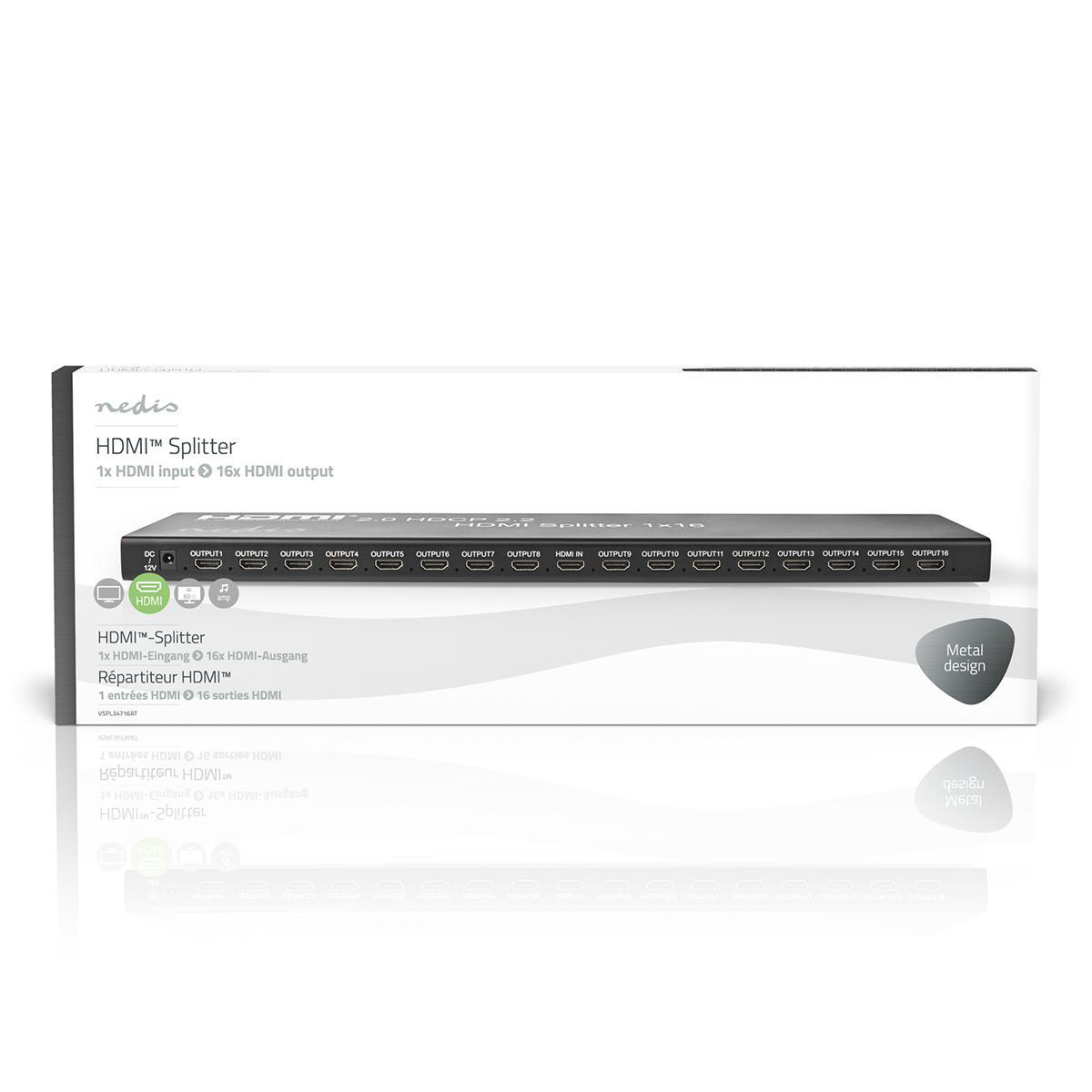 Nedis HDMI splitter 1 naar 16 met EDID - HDMI2.0 (4K 60Hz + HDR) / zwart - Afbeelding 6