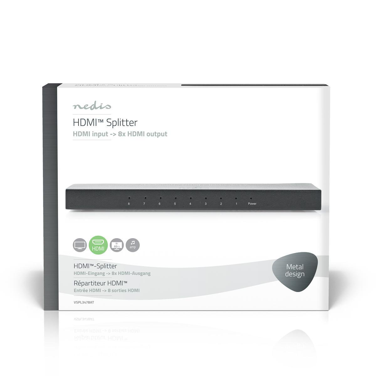 Nedis HDMI splitter 1 naar 8 - HDMI2.0 (4K 60Hz + HDR) / zwart - Afbeelding 7