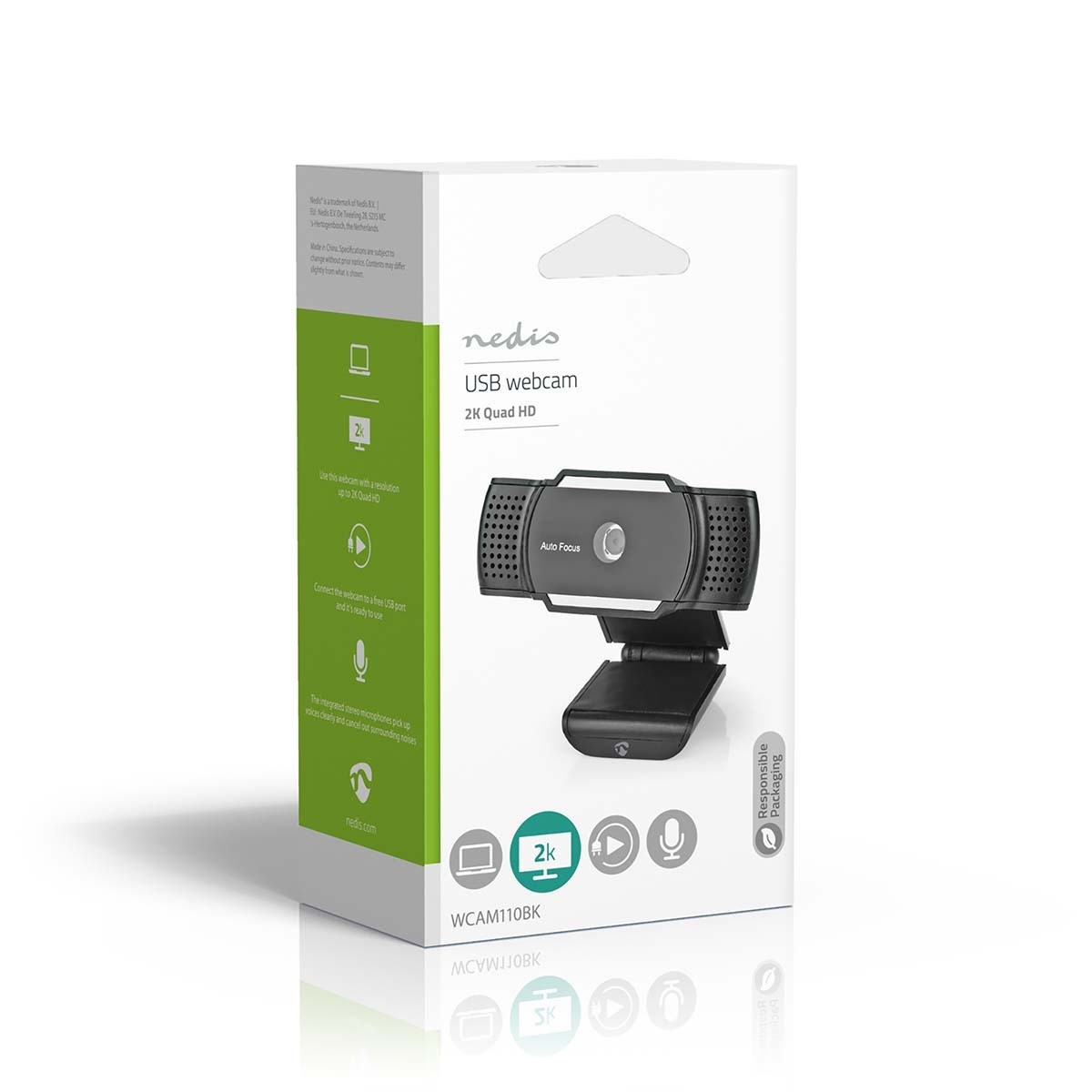 Nedis USB webcam met microfoon en klem/standaard - 2K Quad HD / zwart - 1,5 meter - Afbeelding 7
