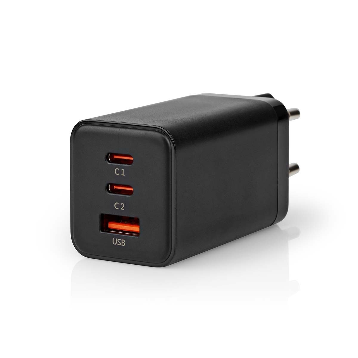 Nedis thuislader met 2 USB-C PD en 1 USB-A Quick Charge 3.0 poorten - Smart IC - GaN - 65W / zwart - Afbeelding 3