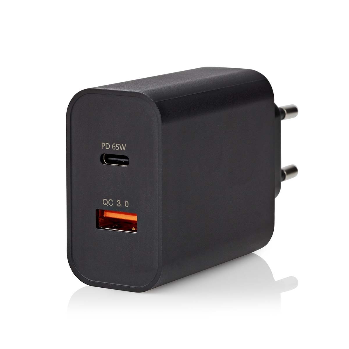 Nedis thuislader met 1 USB-C PD en 1 USB-A Quick Charge 3.0 poort - Smart IC - 65W / zwart - Afbeelding 3