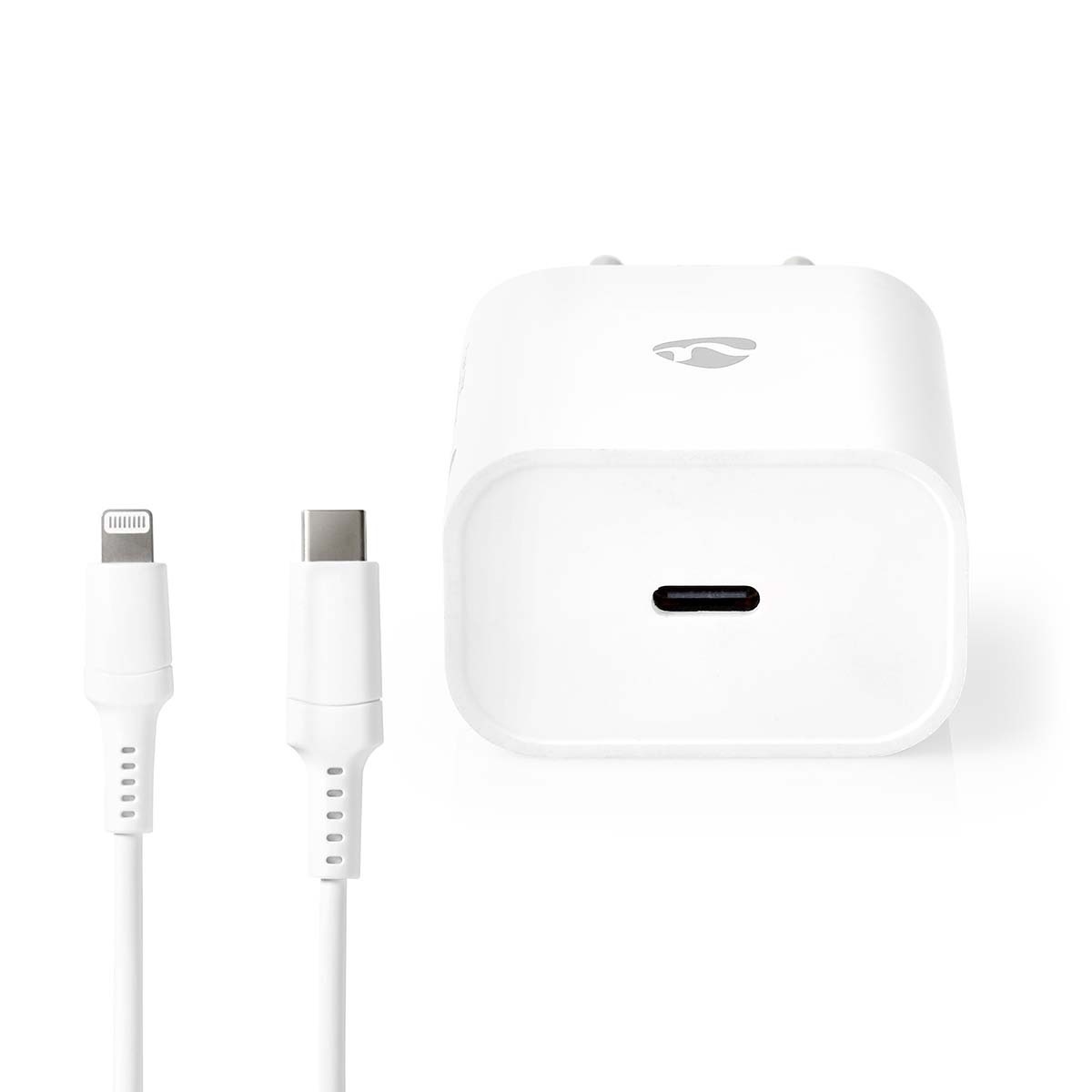 Nedis thuislader met 1 USB-C PD poort en losse 8-pins Lightning - USB-C kabel - 20W / wit - 1 meter - Afbeelding 3