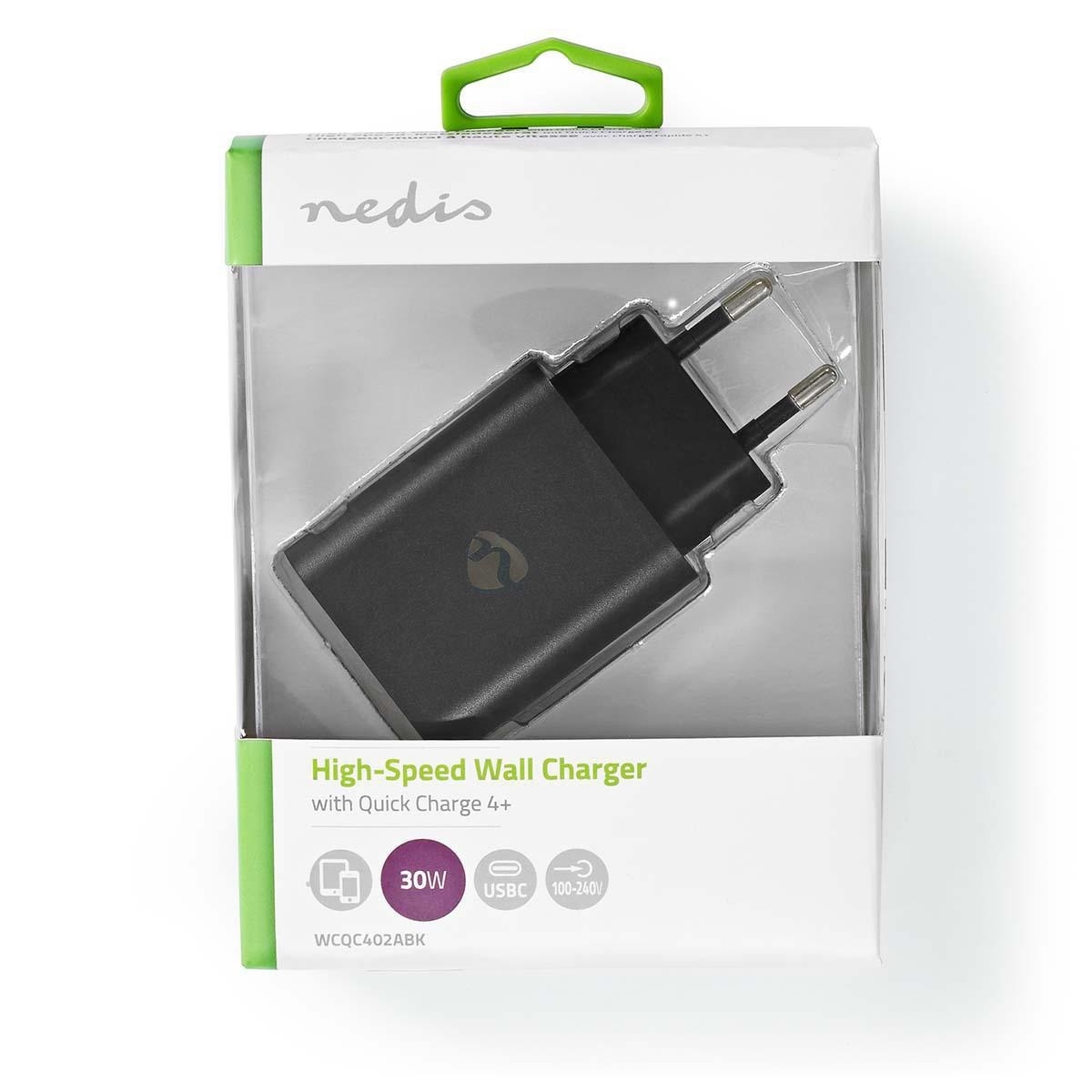 Nedis thuislader met 1 USB-C PD poort - Quick Charge 4+ - 32W / zwart - Afbeelding 4