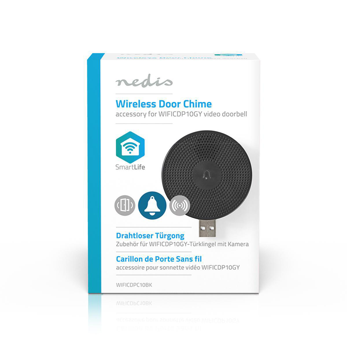 SmartLife Gong | RF, frequentie 433 MHz | Accessoire voor: WIFICDP10GY / WIFICDP30WT / WIFICDP40CWT | USB Gevoed | 4 Melodiën | 5 V DC | Instelbaar volume | Zwart - Afbeelding 6