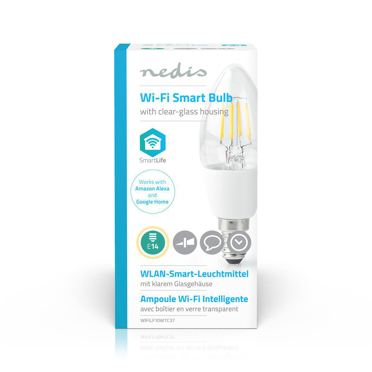 SmartLife LED Filamentlamp | Wi-Fi | E14 | 400 lm | 5 W | Warm Wit | 2700 K | Glas | Android™ / IOS | Kaars | 1 Stuks - Afbeelding 3