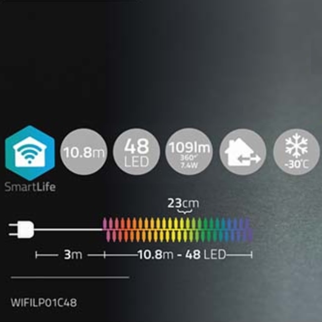 Nedis SmartLife Wi-Fi decoratieve LED-feestverlichting - 10,8m - 48 LED's / full-color - Afbeelding 5
