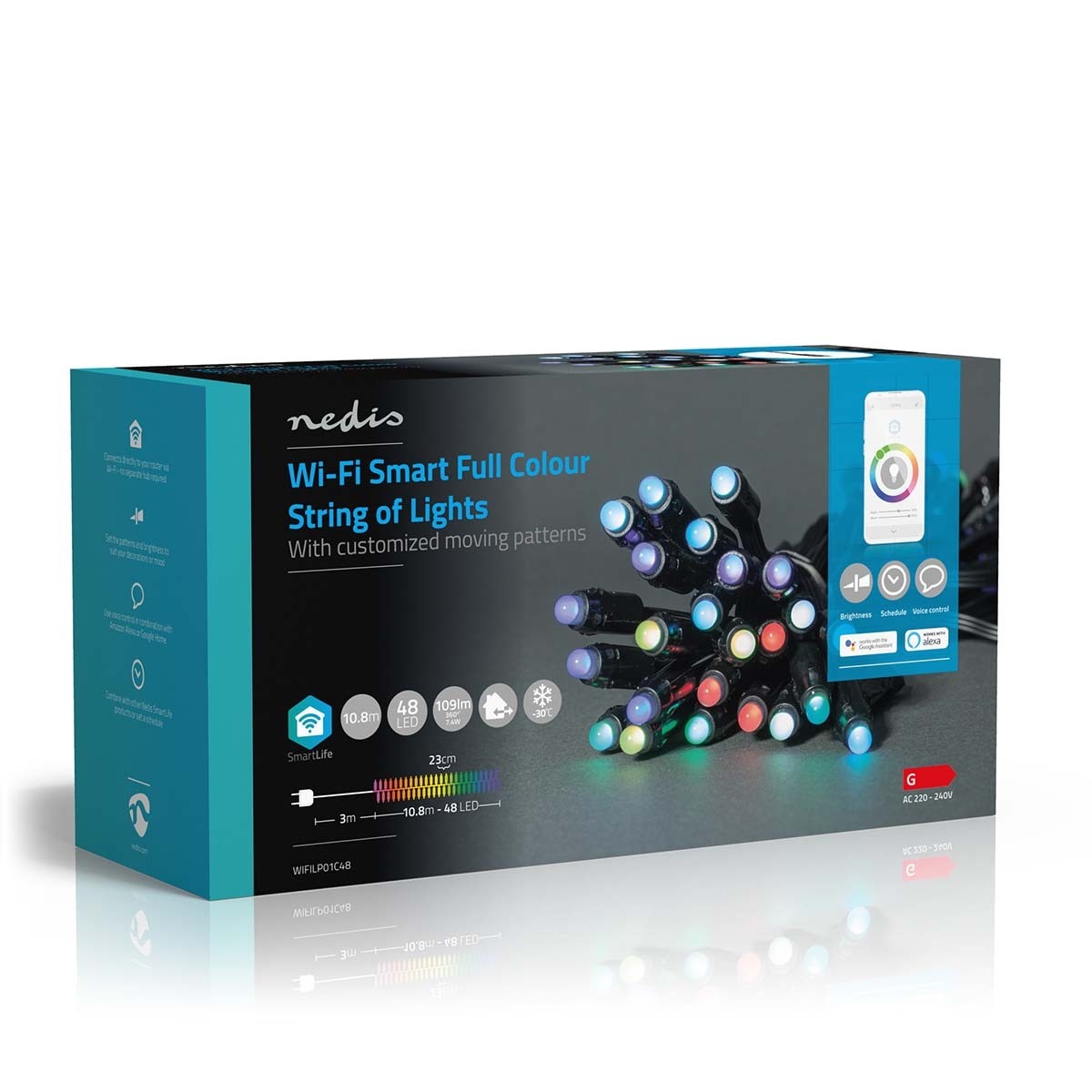 Nedis SmartLife Wi-Fi decoratieve LED-feestverlichting - 10,8m - 48 LED's / full-color - Afbeelding 7