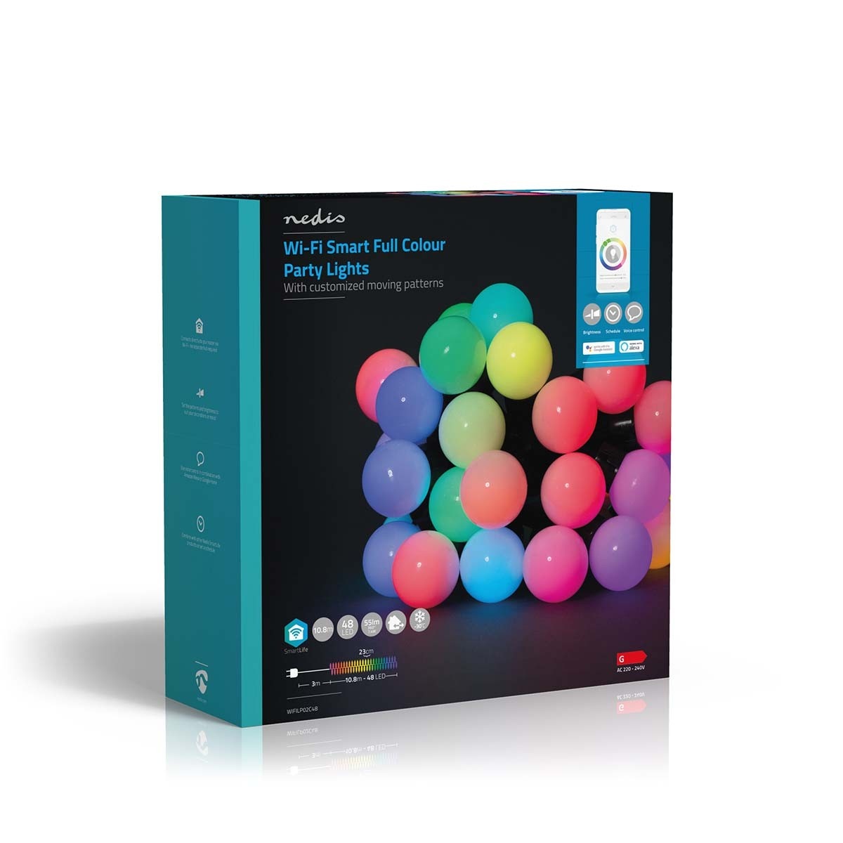 Nedis SmartLife Wi-Fi decoratieve LED-feestverlichting (kleine bollen) - 10,8m - 48 LED's / full-color - Afbeelding 8