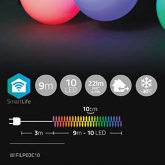 Nedis SmartLife Wi-Fi decoratieve LED-feestverlichting (grote bollen) - 9m - 10 LED's / full-color - Afbeelding 6