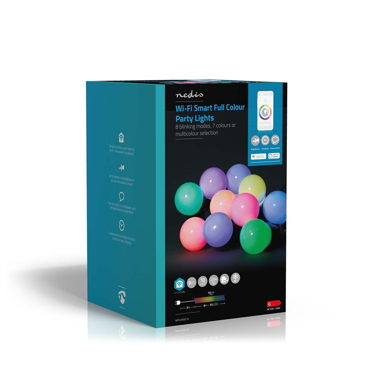 Nedis SmartLife Wi-Fi decoratieve LED-feestverlichting (grote bollen) - 9m - 10 LED's / full-color - Afbeelding 8