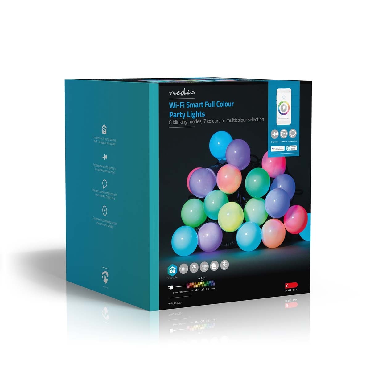 Nedis SmartLife Wi-Fi decoratieve LED-feestverlichting (grote bollen) - 10m - 20 LED's / full-color - Afbeelding 7