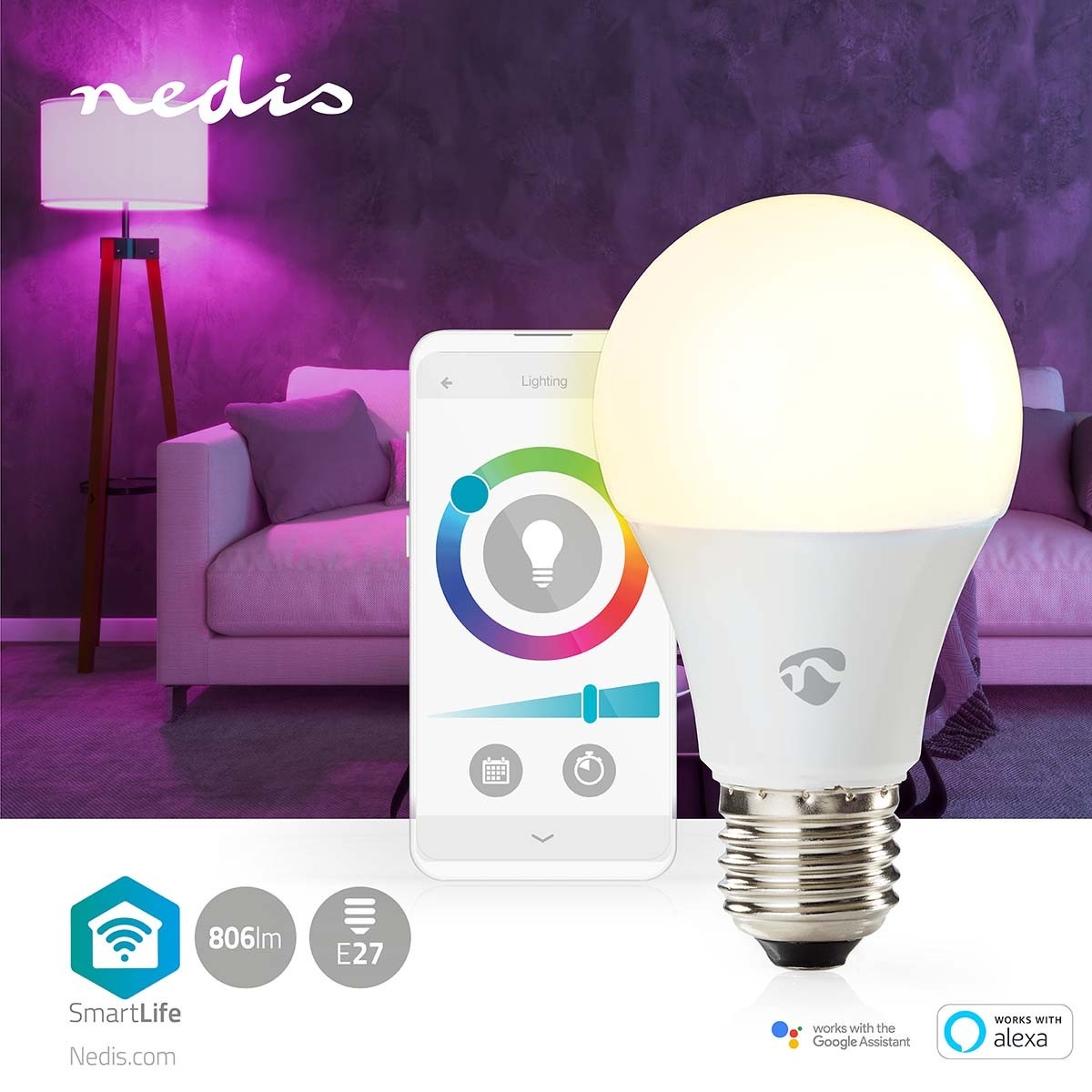 Nedis SmartLife Wi-Fi LED-lamp - E27 fitting / full-color en warm-wit tot koud-wit - Afbeelding 9