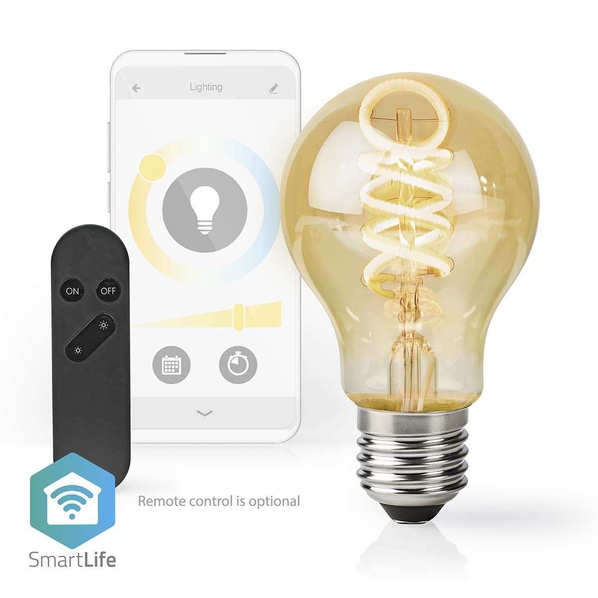 Nedis SmartLife Wi-Fi filament LED-lamp - E27 fitting - A60 vorm / warm-wit tot koud-wit (goud / glas) - Afbeelding 4