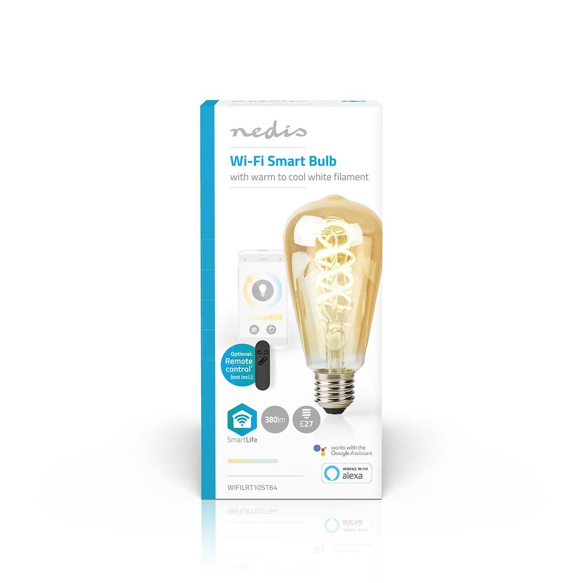 Nedis SmartLife Wi-Fi filament LED-lamp - E27 fitting - ST64 vorm / warm-wit tot koud-wit (goud / glas) - Afbeelding 6