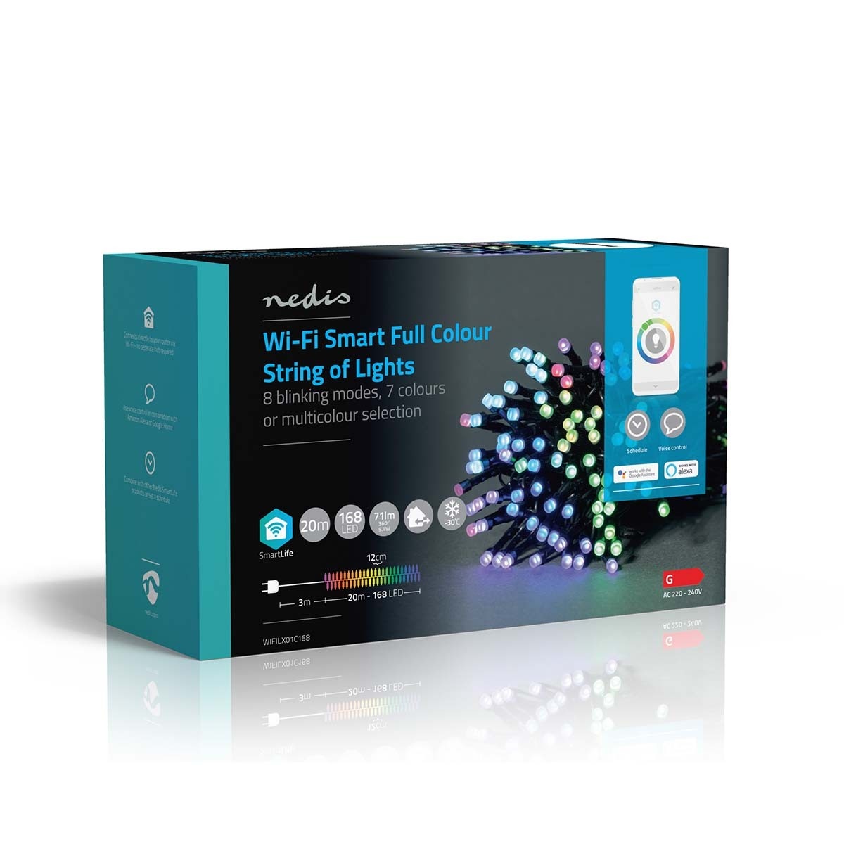 Nedis SmartLife Wi-Fi decoratief LED-lichtsnoer - 20m - 168 LED's / full-color - Afbeelding 8