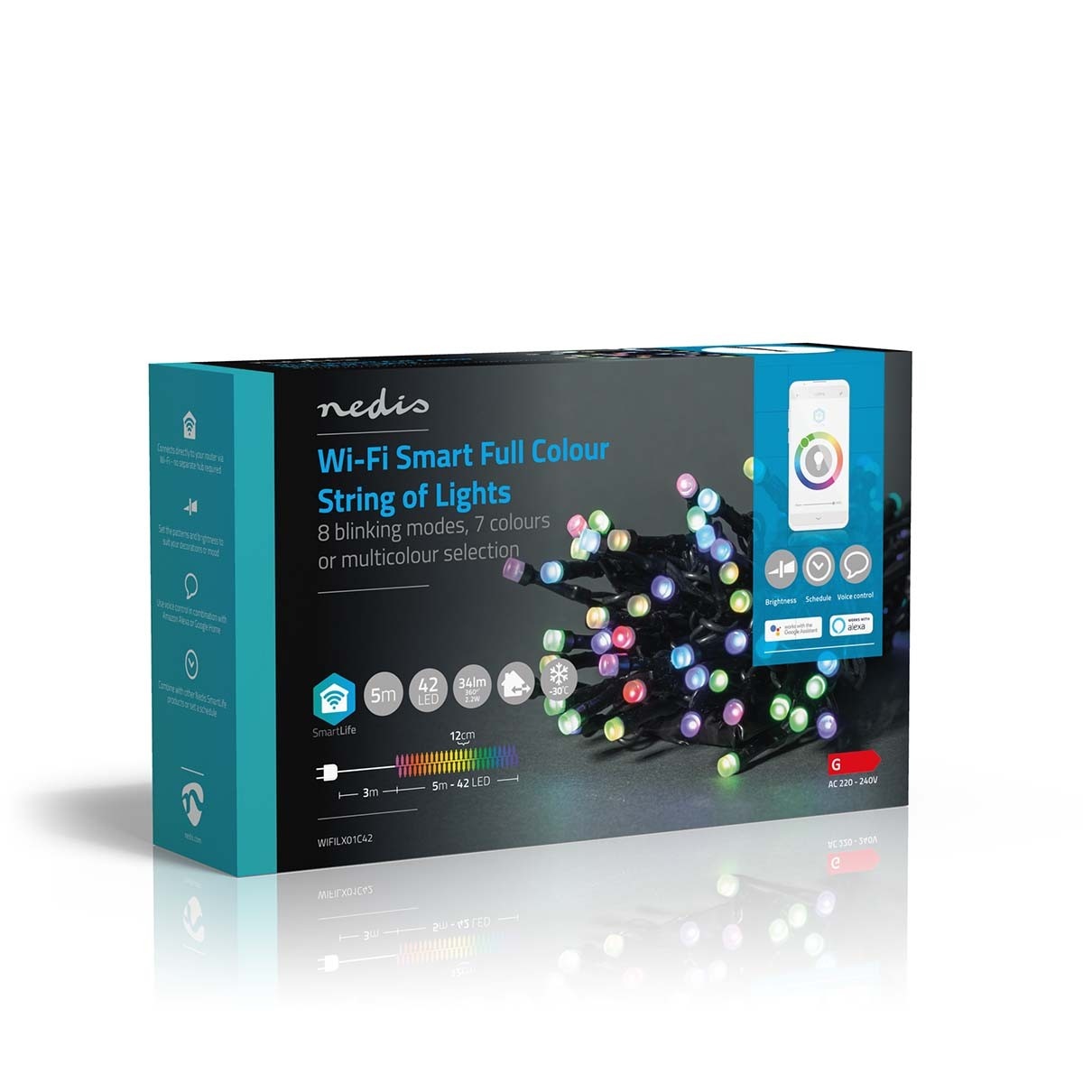 Nedis SmartLife Wi-Fi decoratief LED-lichtsnoer - 5m - 42 LED's / full-color - Afbeelding 7
