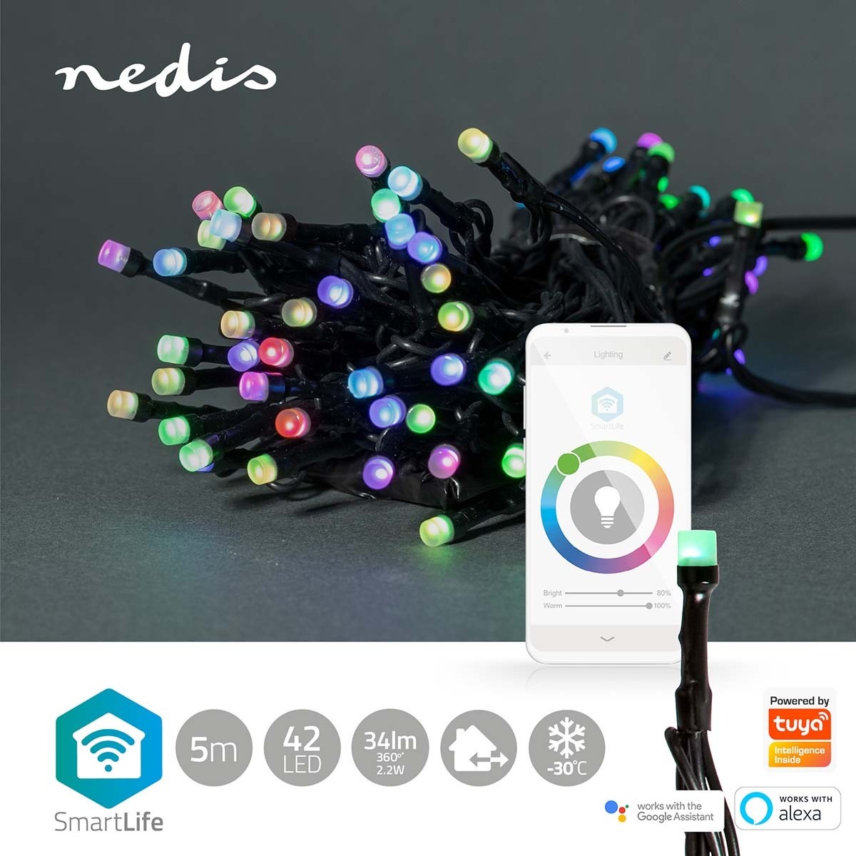 Nedis SmartLife Wi-Fi decoratief LED-lichtsnoer - 5m - 42 LED's / full-color - Afbeelding 8