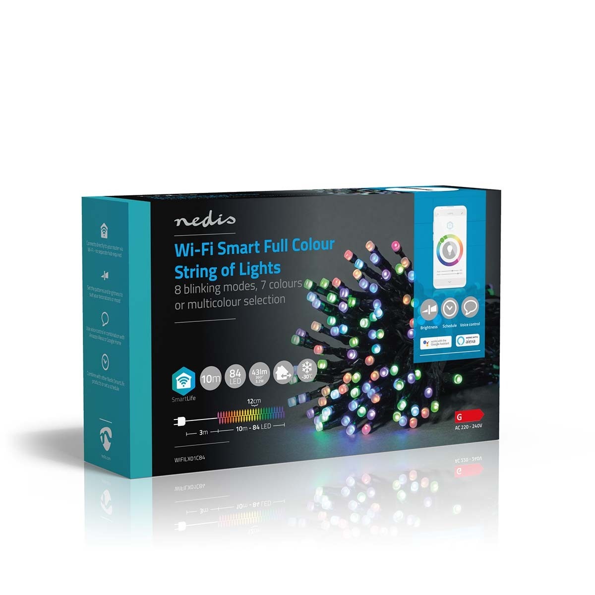 Nedis SmartLife Wi-Fi decoratief LED-lichtsnoer - 10m - 84 LED's / full-color - Afbeelding 8