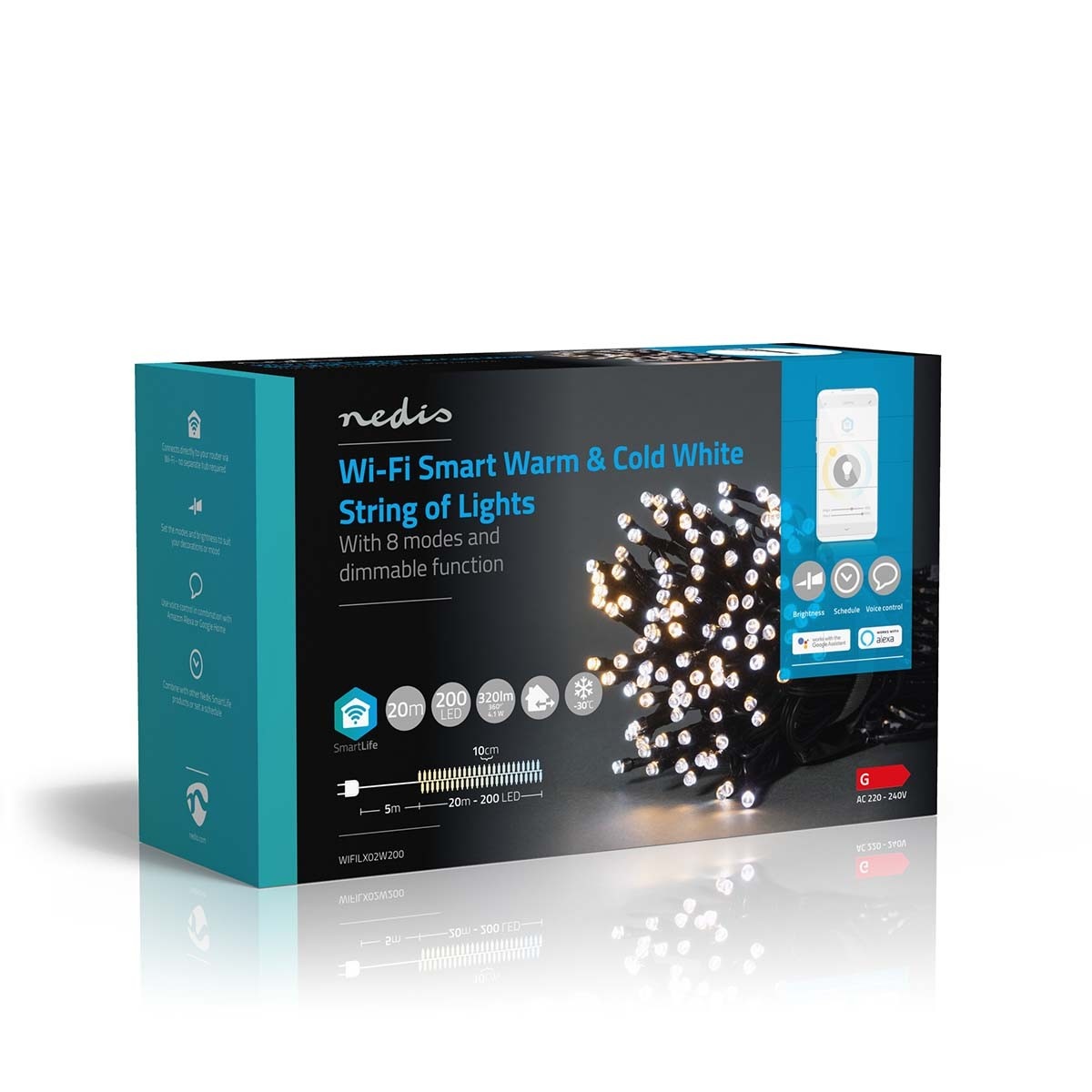Nedis SmartLife Wi-Fi decoratief LED-lichtsnoer - 20m - 200 LED's / warm-wit tot koud-wit - Afbeelding 8