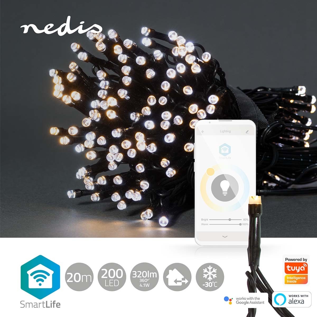 Nedis SmartLife Wi-Fi decoratief LED-lichtsnoer - 20m - 200 LED's / warm-wit tot koud-wit - Afbeelding 9
