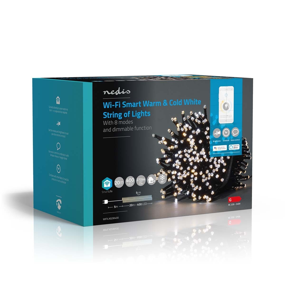 Nedis SmartLife Wi-Fi decoratief LED-lichtsnoer - 20m - 400 LED's / warm-wit tot koud-wit - Afbeelding 8