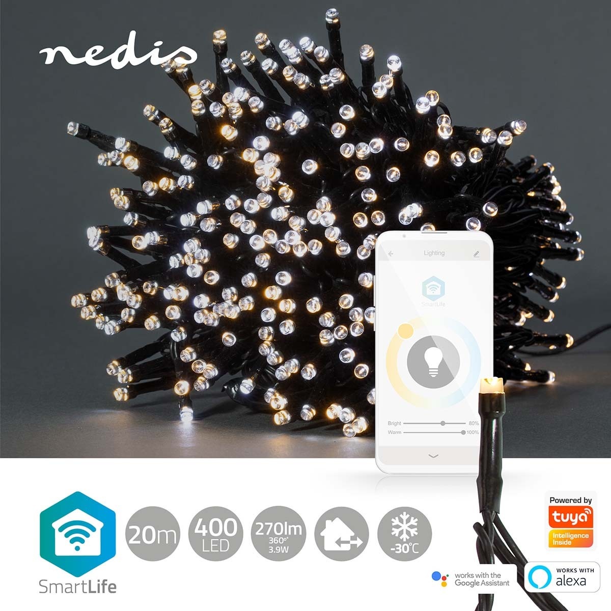 Nedis SmartLife Wi-Fi decoratief LED-lichtsnoer - 20m - 400 LED's / warm-wit tot koud-wit - Afbeelding 9