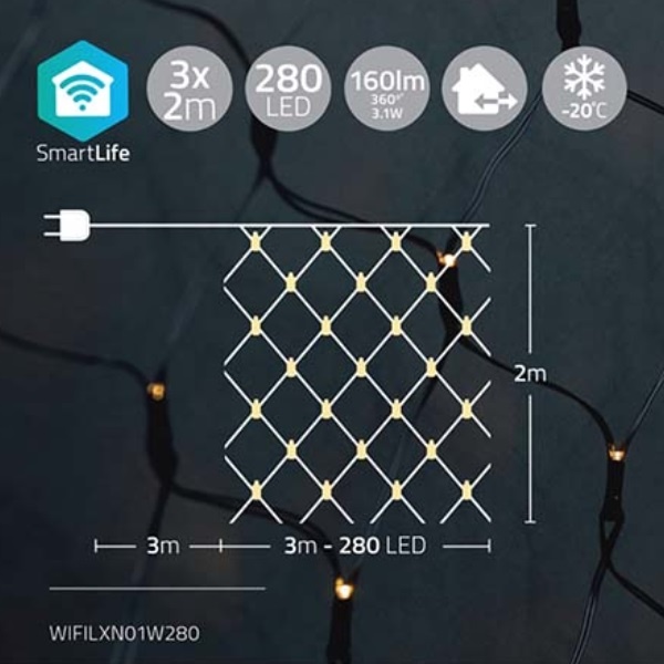 Nedis SmartLife Wi-Fi decoratief LED-lichtnet - 3x 2m - 280 LED's / warm-wit - Afbeelding 6