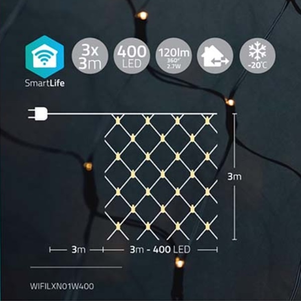 Nedis SmartLife Wi-Fi decoratief LED-lichtnet - 3x 3m - 400 LED's / warm-wit - Afbeelding 6