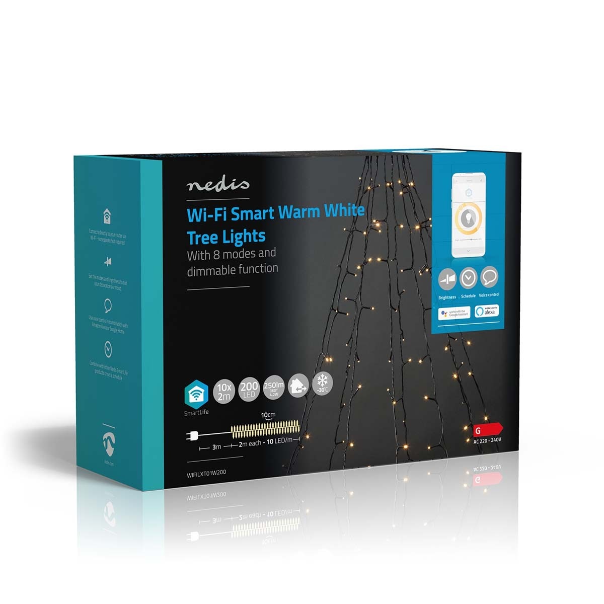Nedis Smartlife Wi-Fi decoratieve LED-boomverlichting - 10x 2m - 200 LED's / warm-wit - Afbeelding 6