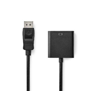 DisplayPort-Adapter | DisplayPort Male | VGA Female 15p | 1080p | Vernikkeld | 0.20 m | Rond | ABS / PVC | Zwart | Doos