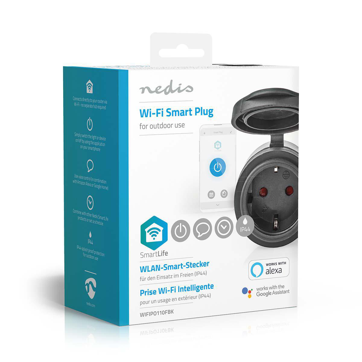 Nedis SmartLife Wi-Fi smart plug voor buiten (IP44) en schakelaar - 1 contact - max. 16A / zwart - Afbeelding 10
