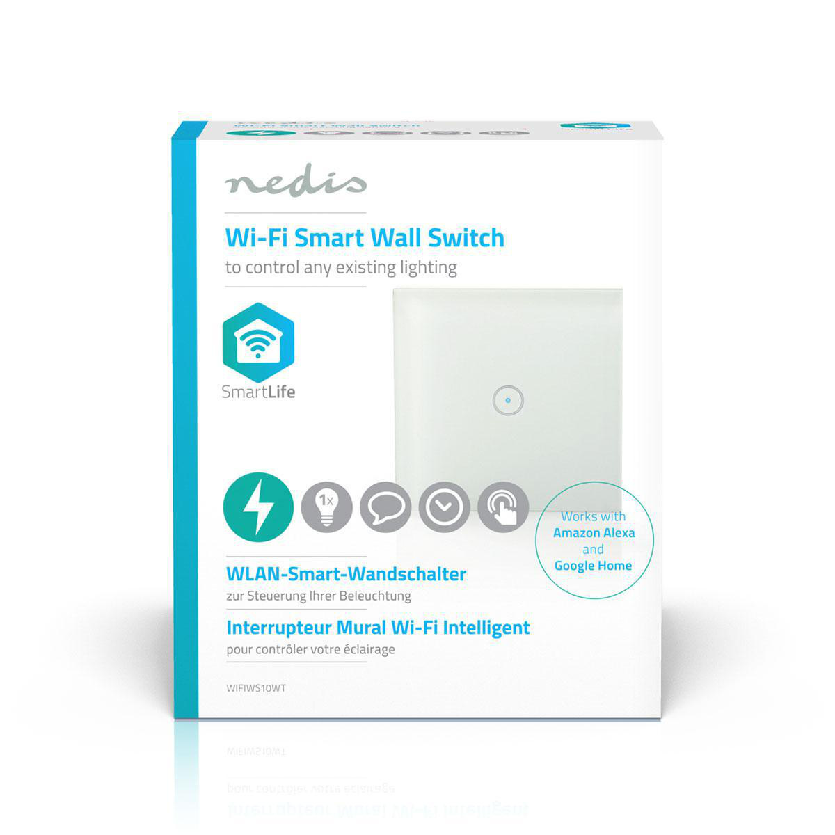 SmartLife Wandschakelaar | Wi-Fi | Enkel | Muurmontage | 1000 W | Android™ / IOS | Glas | Wit - Afbeelding 4