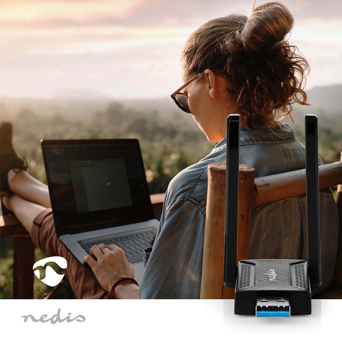 Nedis USB-A - WLAN / Wi-Fi dongle met 2 externe antennes - Dual Band AC1200 / 1200 Mbps - Afbeelding 4