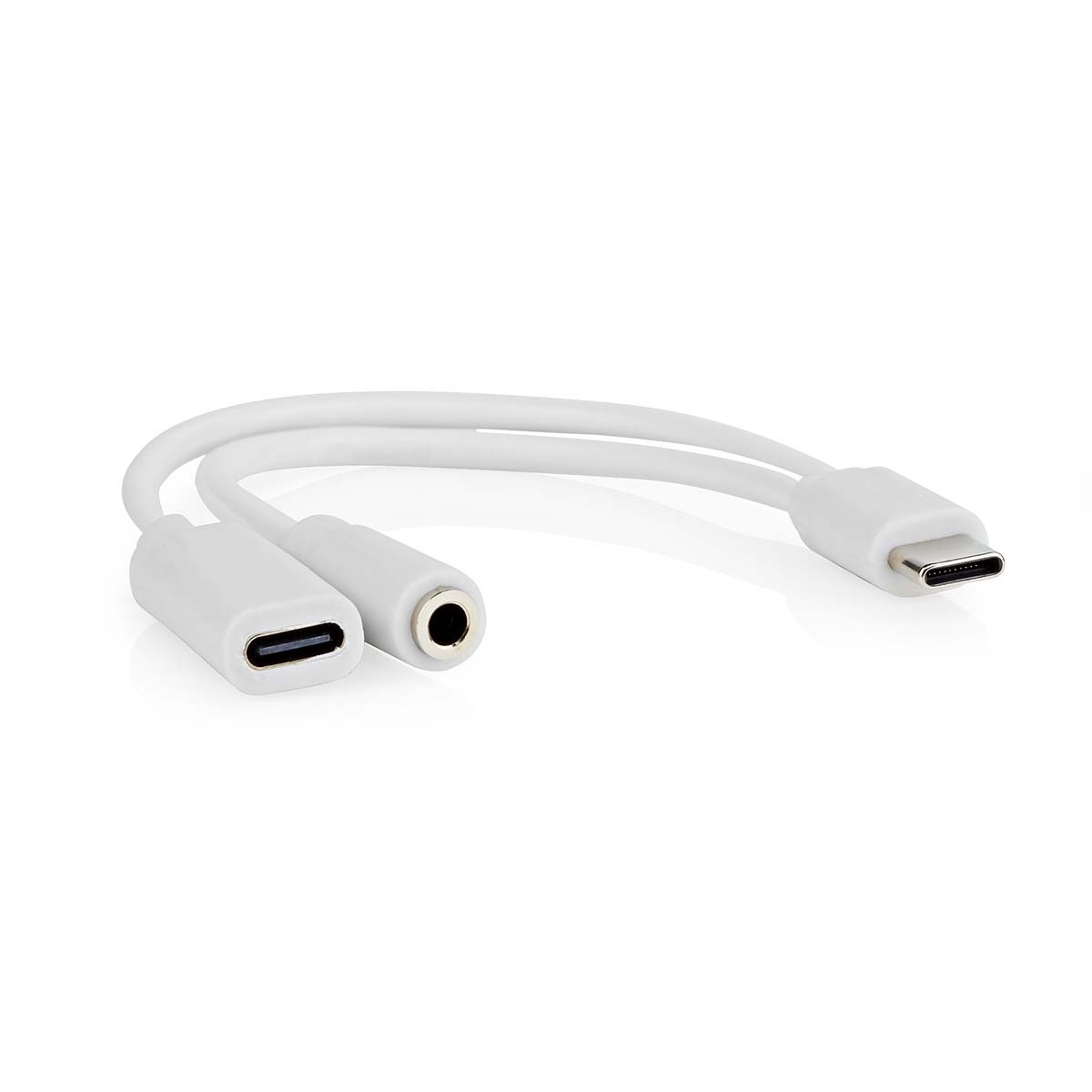 Nedis USB-C naar 3,5mm Jack en USB-C 10W adapter | actief | wit | 0,10 meter
