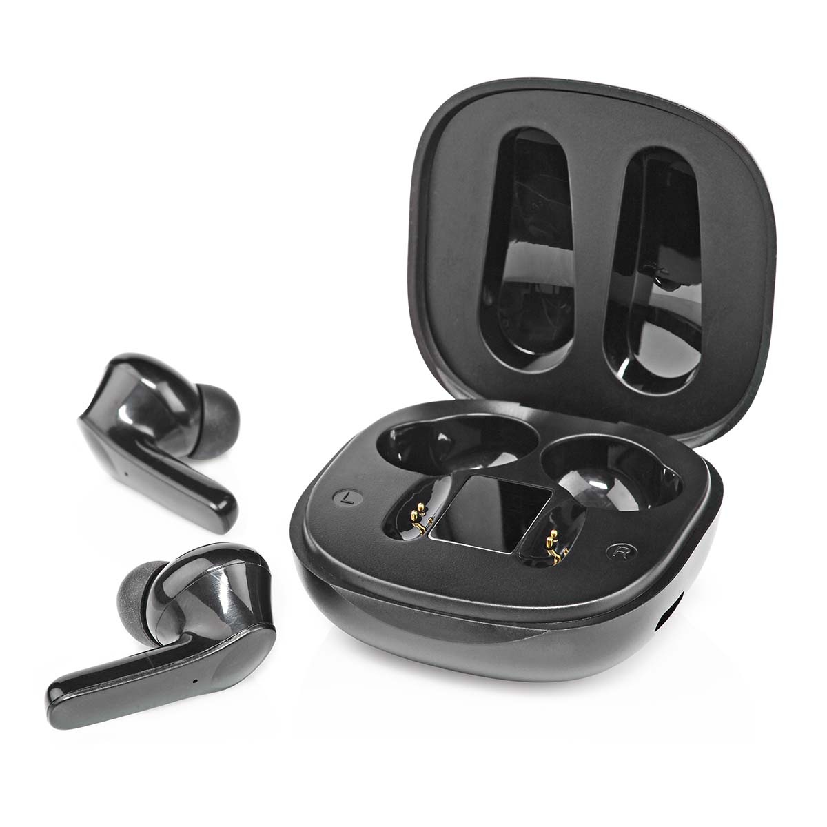 Nedis premium Bluetooth in-ear earphones met microfoon | ANC | charging case | zwart