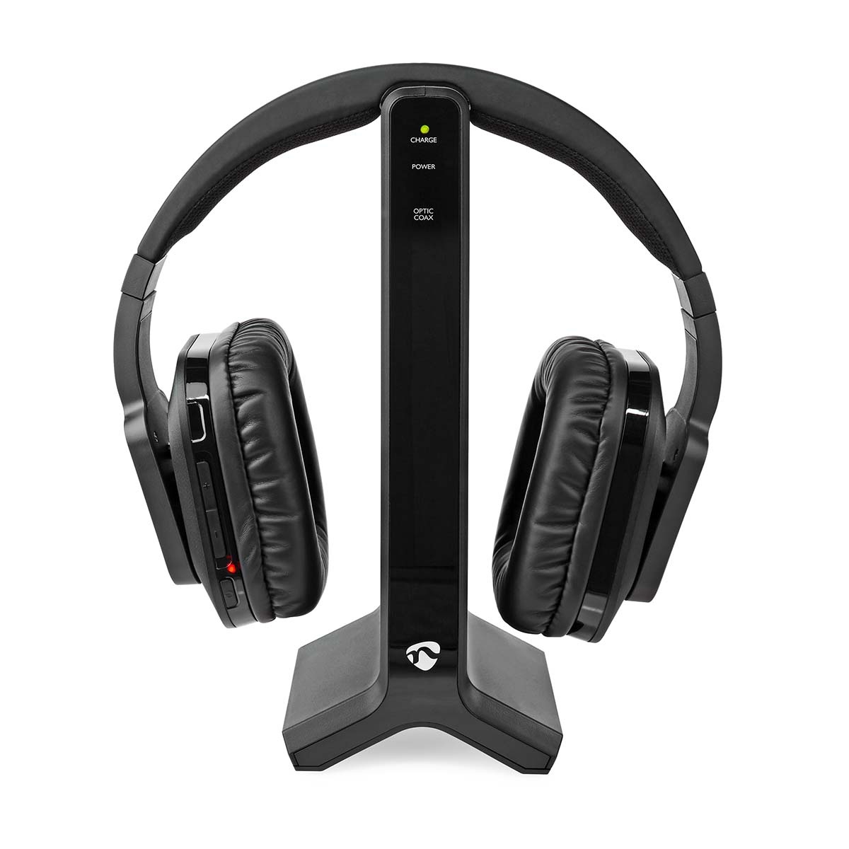 Nedis draadloze stereo over-ear RF hoofdtelefoon met oplaadstation | digitaal/analoog | zwart
