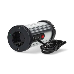 Omvormer Gemodificeerde Sinusgolf | Ingangsvoltage: 12 V DC | Apparaat stroomoutput: Type F (CEE 7/3) / USB-A | 230 V AC 50 Hz | 150 W | Piekvermogen: 300 W | Sigarettenaansteker | Zilver