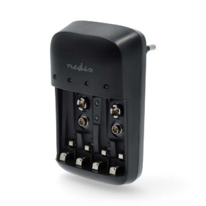 NiMH-Batterijlader AA / AAA | 1.2 / 9 V DC | 0.5 A | Druppelladen | Euro / Type-C (CEE 7/16) | Batterijtype: AA / AAA / E-Blok (9V) | Zwart