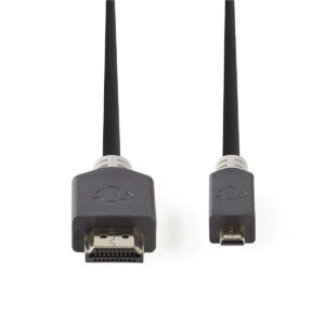 High Speed ​​HDMI™-Kabel met Ethernet | HDMI™ Connector | HDMI™ Micro-Connector | 4K@30Hz | 10.2 Gbps | 2.00 m | Rond | PVC | Antraciet | Window Box