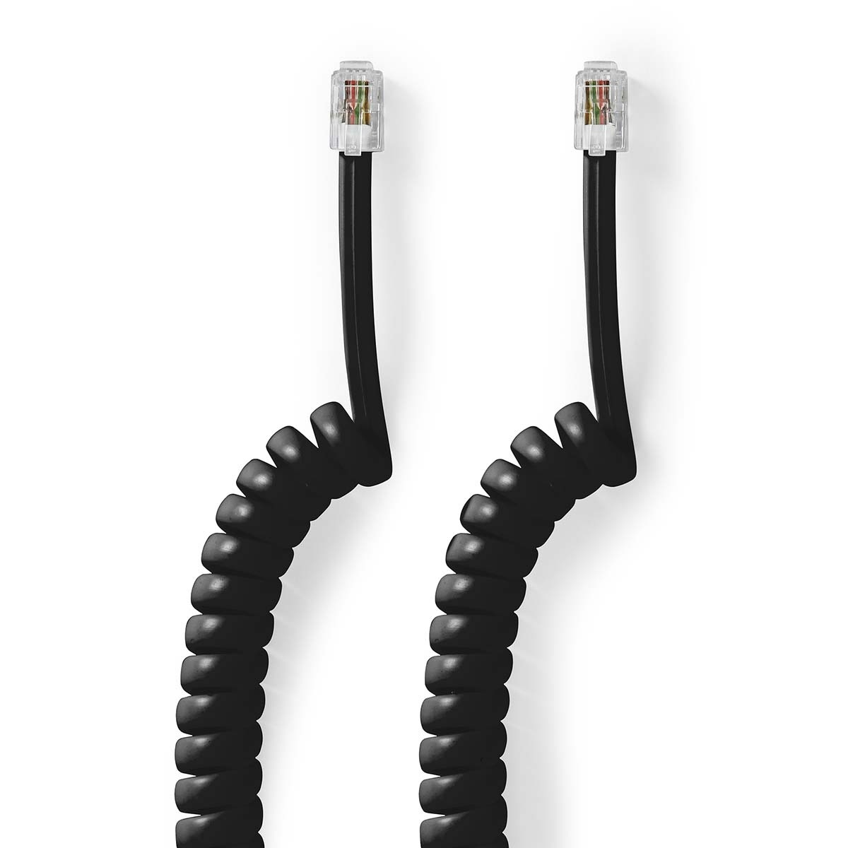 Nedis RJ10 telecom crossover spiraalkabel | zwart | 2 meter