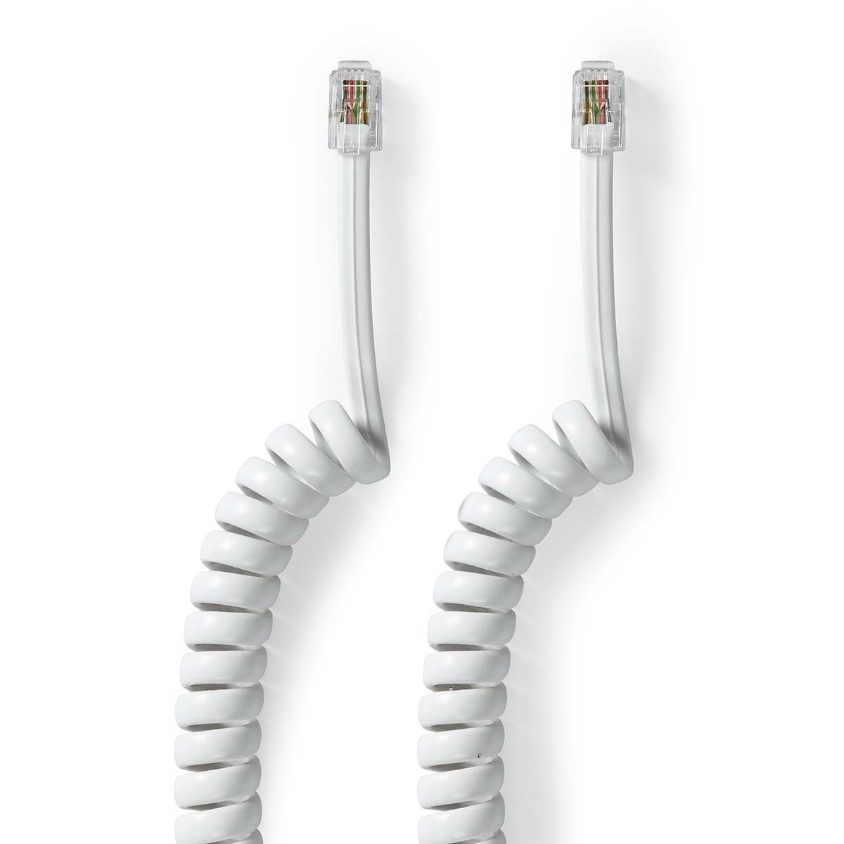 Nedis RJ10 telecom crossover spiraalkabel | wit | 2 meter